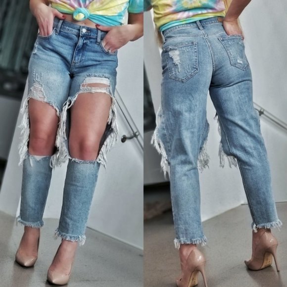 Dorie Distressed Denim Jeans - Picture 4 of 5
